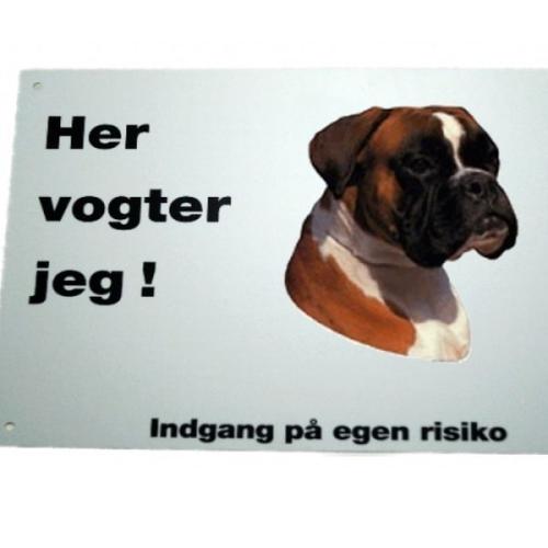 Her vogter jeg! Boxer skilt