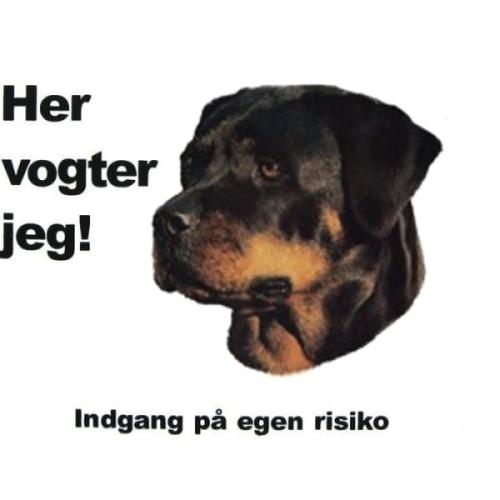 Her vogter jeg! Rottweiler skilt