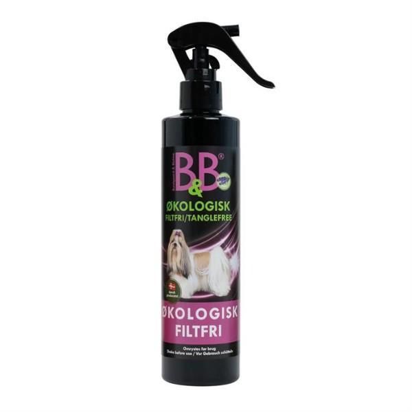 B&B Økologisk Filtfri Spray – antistatisk pleje til udredning af hundepels
