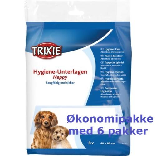 Økonomipakke med 6 pakker tisseunderlag – 60x90 cm til hvalpe og inkontinente kæledyr