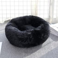 Elegant sort Donut Seng – giver tryghed og komfort til din hund, perfekt til afslapning