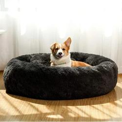 Lækker donut hundeseng i sort