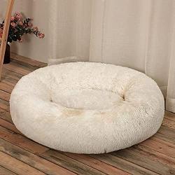 Petstar Råhvid Donut Seng – fluffy og skridsikker seng til små og store hunde.