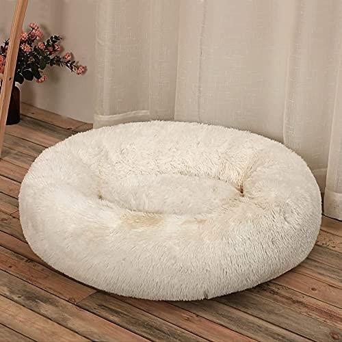 Petstar Råhvid Donut Seng – fluffy og skridsikker seng til små og store hunde.
