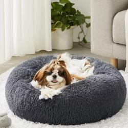 Elegant koksgrå Donut Seng – antistress og maksimal komfort til din hund