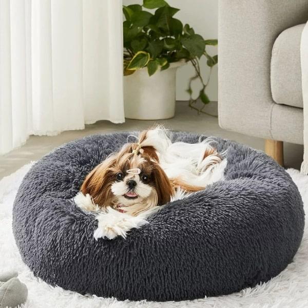 Elegant koksgrå Donut Seng – antistress og maksimal komfort til din hund