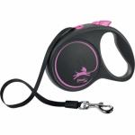 Pink Flexi Black Design hundeline – 5 meter til hunde op til 50 kg