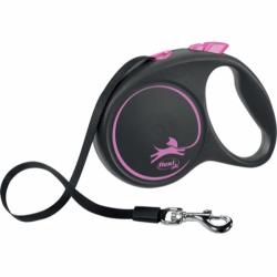Pink Flexi Black Design hundeline – 5 meter til hunde op til 50 kg