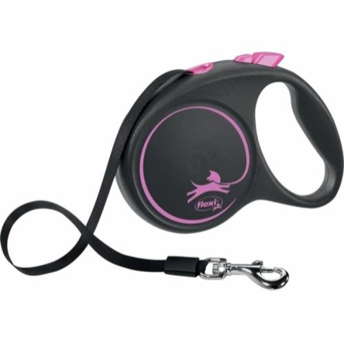 Pink Flexi Black Design hundeline – 5 meter til hunde op til 50 kg