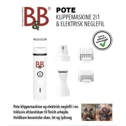 Inkluderer to klippeskær, afstandskamme og en elektrisk neglefil for præcis pleje