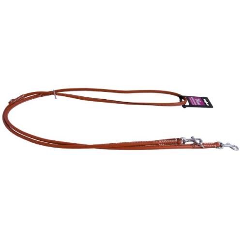 KW Walker dressurline – Rundsyet læder med elegante hvide stikninger.