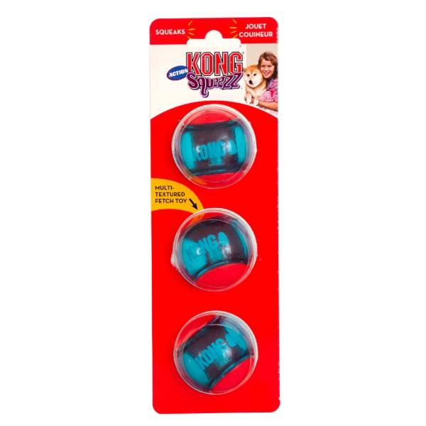 KONG Squeezz Action Ball – Holdbare bolde i TPR, perfekte til leg