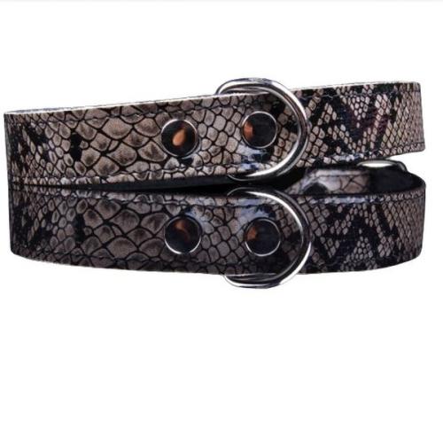 Håndlavet hundehalsbånd i eksklusivt slangeskindsdesign
