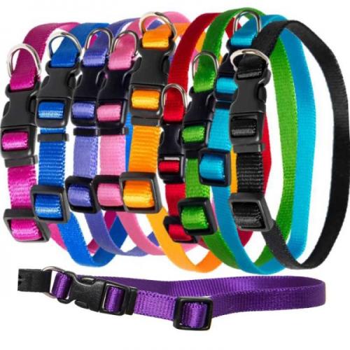 Justerbart hvalpehalsbånd i blødt nylon fra Dogman, 22-35 cm.