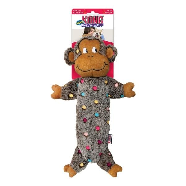 KONG Low Stuff Speckles Monkey – Knitrelyd og sjovt hundelegetøj.