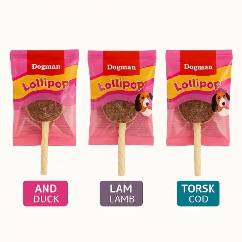 Slikkepinde med and, lam og torsk - 3 slikkepinde