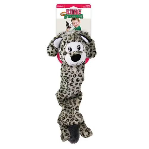 KONG Stretchezz Snow Leopard med squeaker til sjov leg