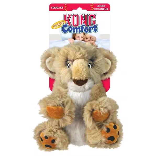 KONG Comfort Kiddos Lion Large – Blød bamse med aftagelig squeaker
