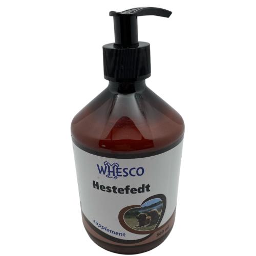 Whesco Hestefedt tilskudsfoder i flaske med doseringspumpe