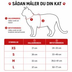 Soft Katte- og killingesele størrelses skema