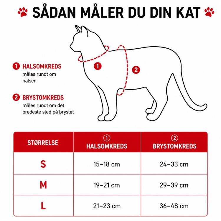 Størrelsesguide for Catspia kattesele