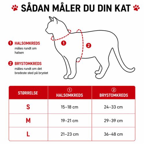 Størrelsesguide for Catspia kattesele