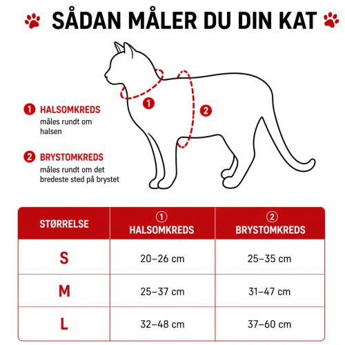 størrelses skema Step In Katte og Killingesele