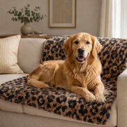 Trixie Leo tæppe i blød leopard plys