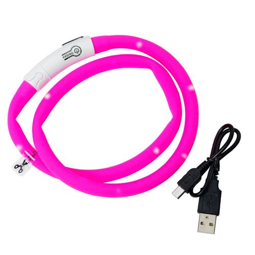 Rosa Dogman LED blinkehalsbånd til hund med USB-opladning