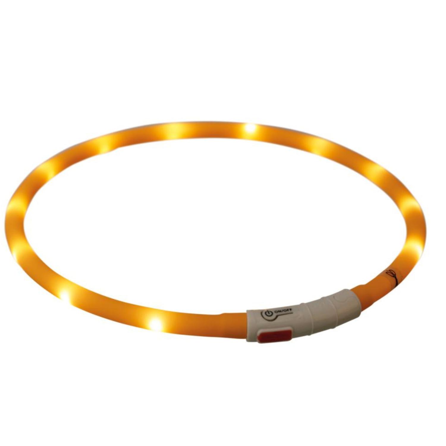 Trixie USB Flash lysring orange til hund i mørke