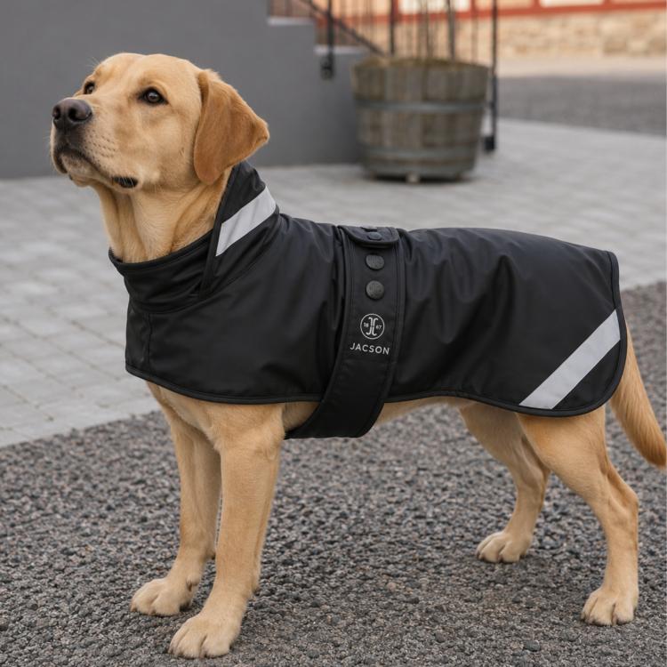 Jacson Barbro sort regndækken til hund med refleks