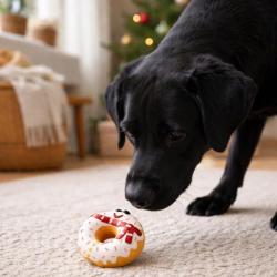Juledonut i latex som sjovt hundelegetøj