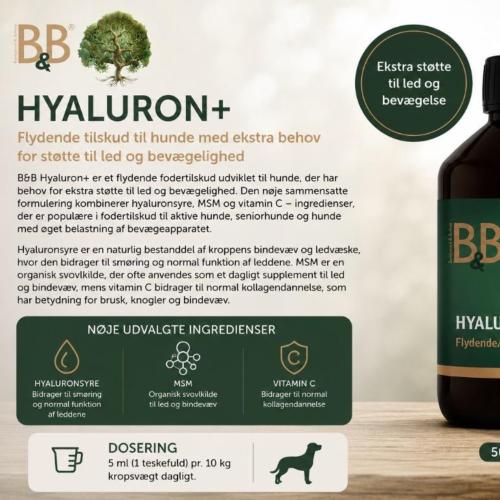 B&B Hyaluron+til hund Flydende 250 ml